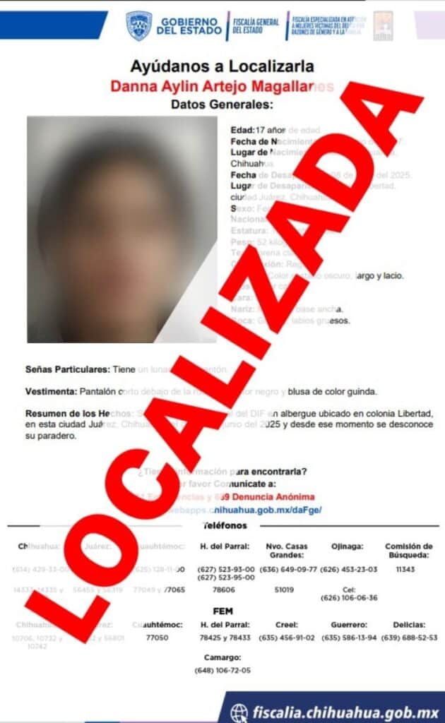 FEM localiza sana y salva a adolescente con reporte de ausencia