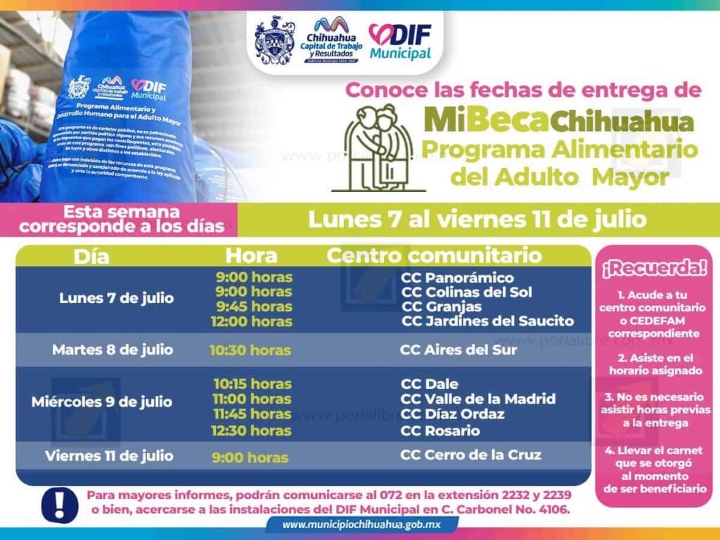Informa Municipio horarios y lugares para acudir por tu paquete alimentario del 7 al 11 de julio