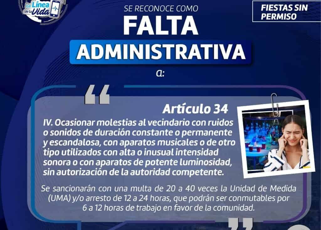 Exhorta Policía Municipal ser respetuosos con los vecinos y evitar fiestas escandalosas