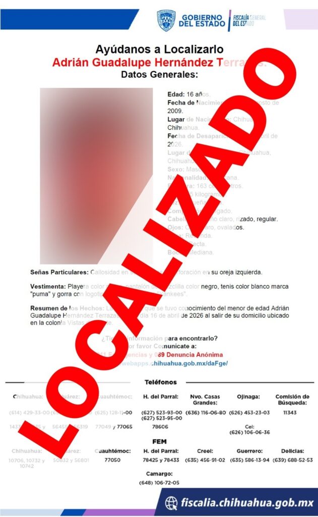 Localiza Fiscalía a dos menores de edad y a un adulto que tenían reportes de ausencia