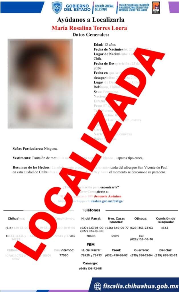 Localiza FEM a tres adolescentes que contaban con reporte de ausencia en Chihuahua