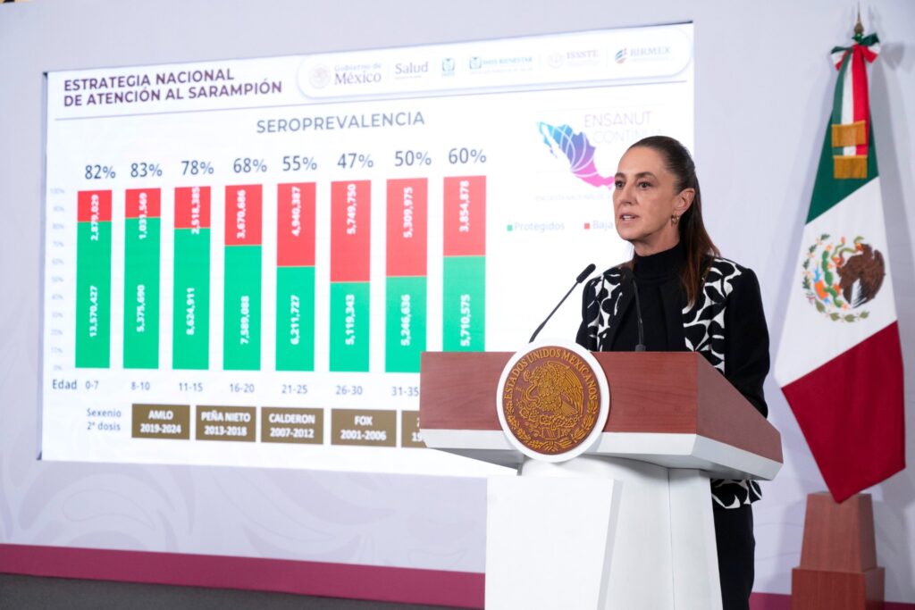 Sheinbaum llama a la población a mantener la calma ante brote de sarampión