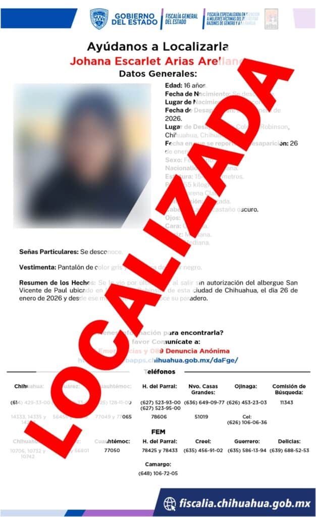 Localiza FEM a dos adolescentes que se ausentaron de Centro de Asistencia Social en Chihuahua