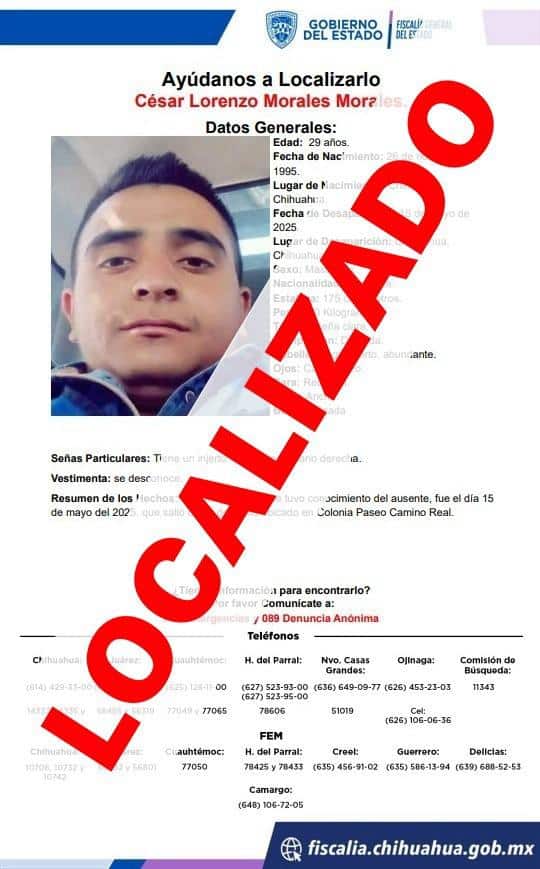 Localiza Fiscalía a 2 hombres con reporte de ausencia en ciudad Chihuahua
